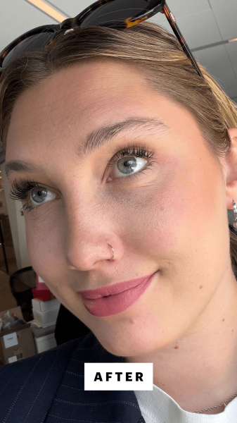 Gunderman after applying the Kiss Falscara Studio Mini OnTheGo Kit Lash Extension Kit
